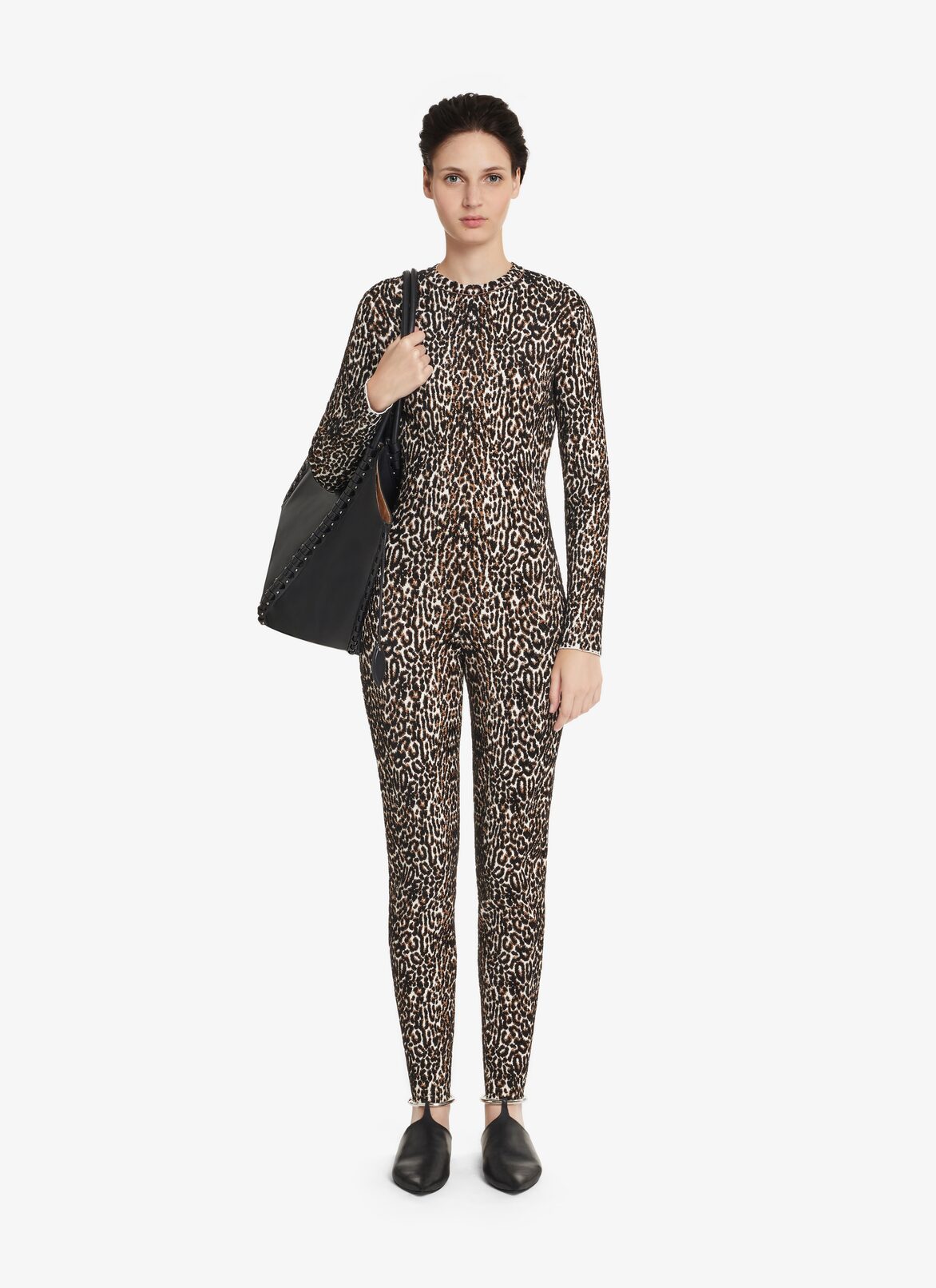 LEOPARD KNIT BODYSUIT ALAÏA BLACK/IVORY LEOPARD KNIT BODYSUIT